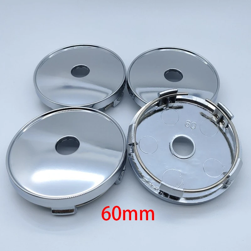 4Pcs 60mm ABS Car Wheel Hub Center Cap Cover Black Silver Universal Vehicle Rims Dust- proof Cover Hubcaps Hub Center Cover