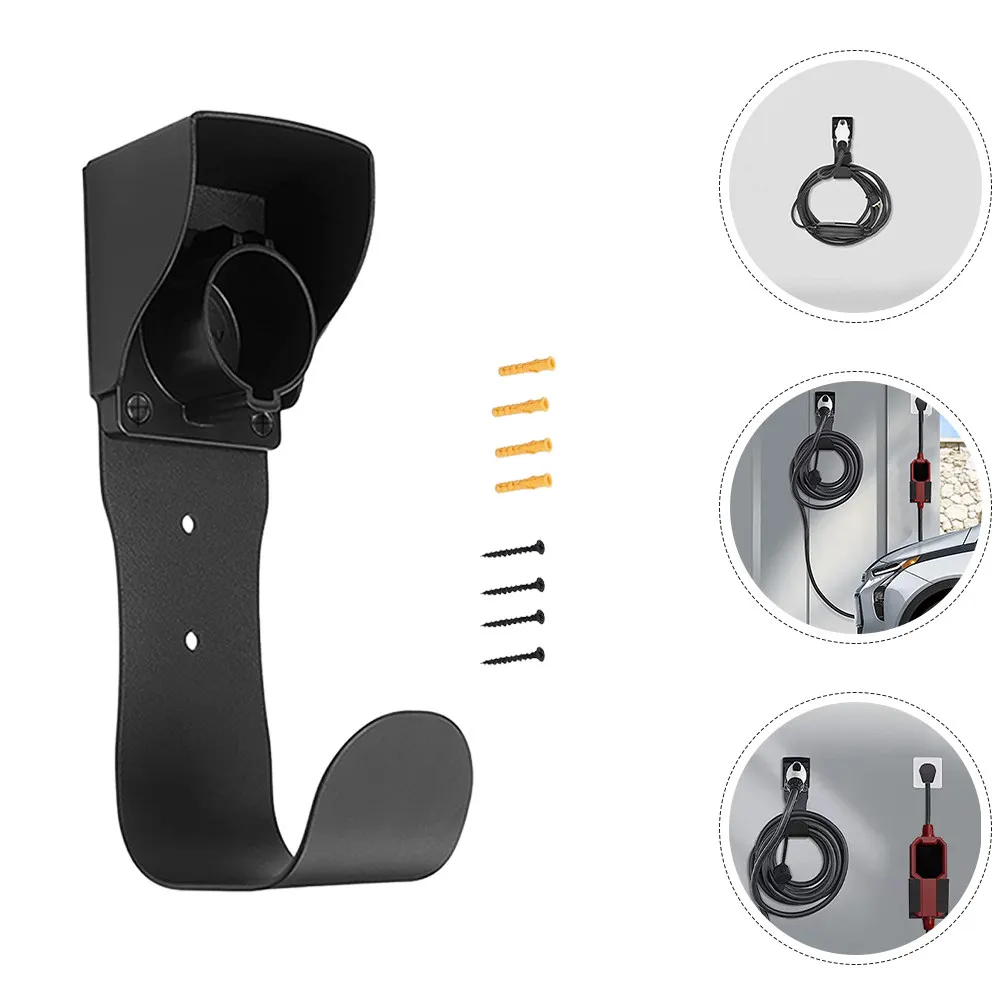 

Ev Charger Holder Wall Mount Steel Fixing Hanger for Electric Vehicle Charger Secure Cable Organizer Outdoor Charging Port