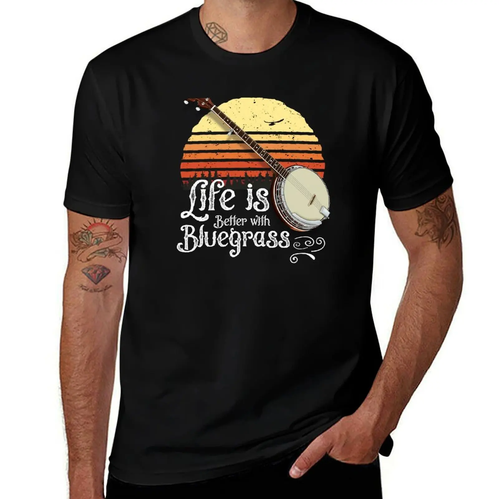 Bluegrass Life 5 String Banjo Player T-Shirt Simple Trendy Casual T-Shirt
