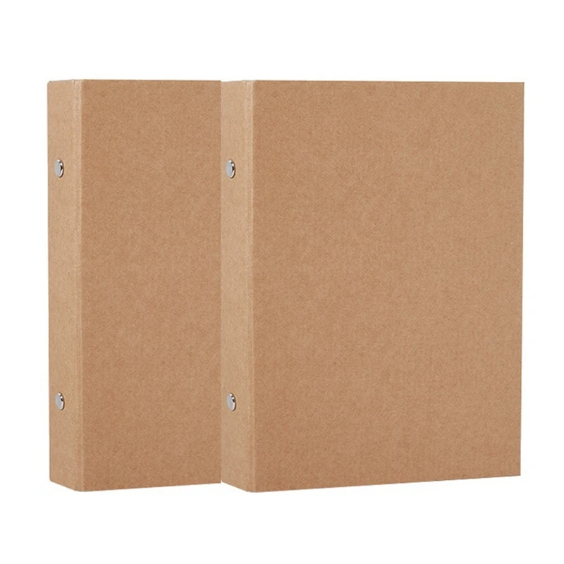 2PCS A4 Kraft Paper Folders Refillable Ring Binder A4 Kraft Paper Binder Tray With 2 Rings To Add Loose Sheets