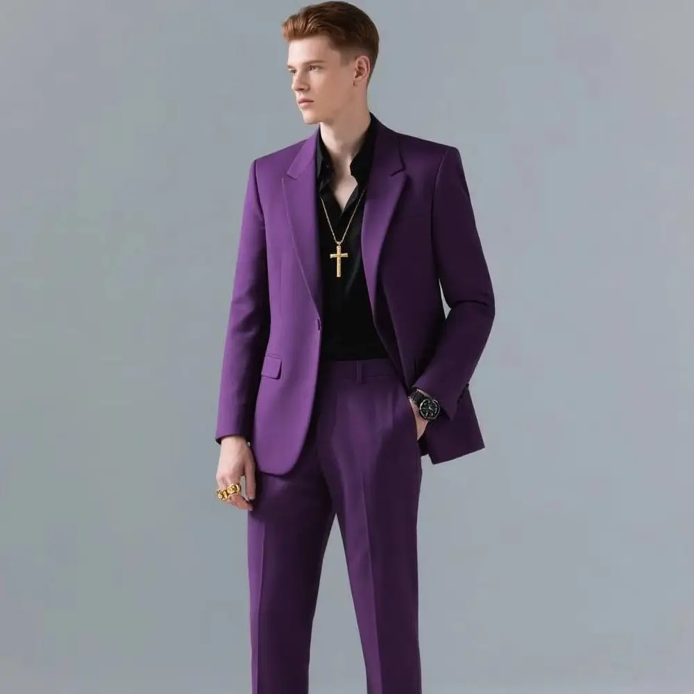 

Высококачественные коричневые мужские костюмы, комплект из двух предметов, облегающий модный красивый мужской деловой свадебный деловой костюм