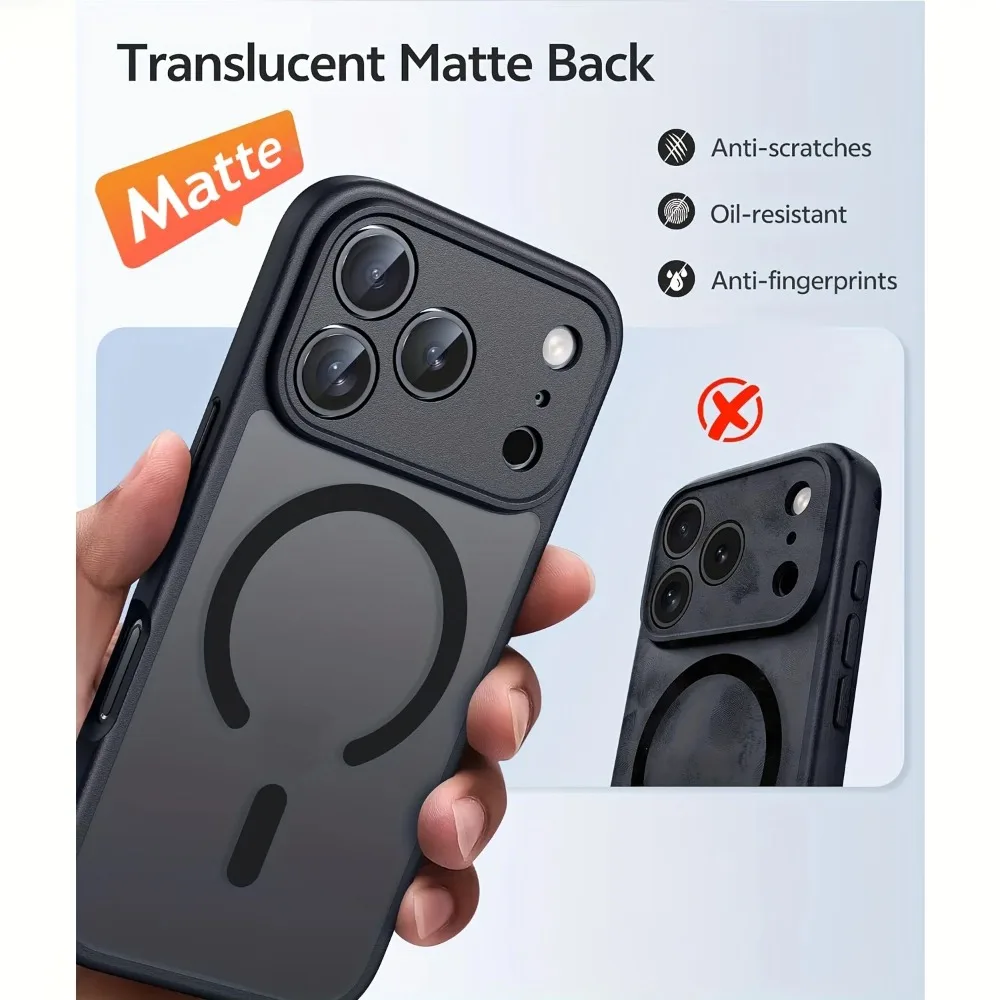 Luxuriöse Magnetische Matte Durchsichtige Hülle für iPhone 17 18 16 15 14 Plus 13 12 11 Pro Max für Magsafe Kabelloses Ladegerät Hartschale – Detail 2