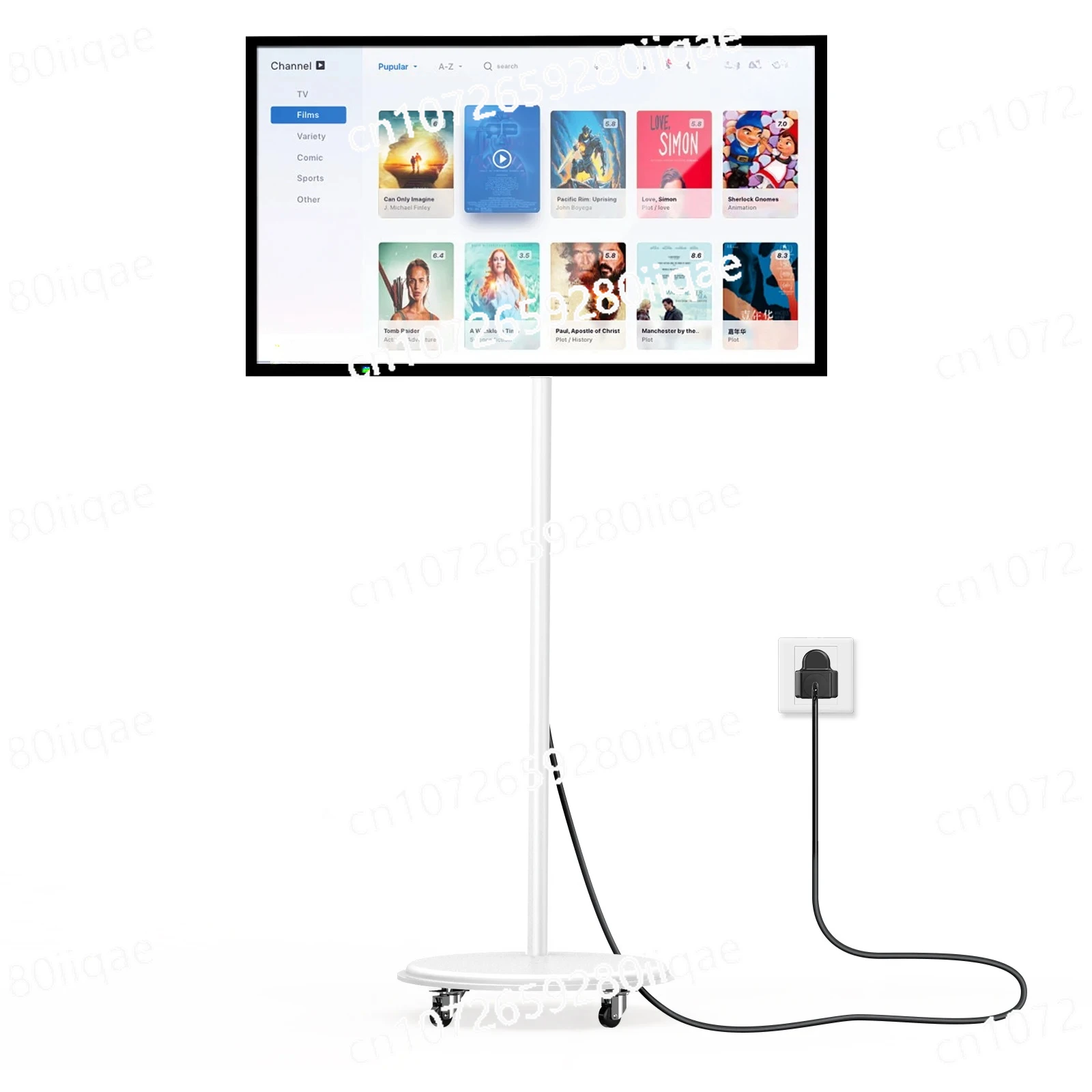 32 Inch Portable Smart Monitor on Wheels, 2K Smart Touch Screen with , 8H Video Playback Time