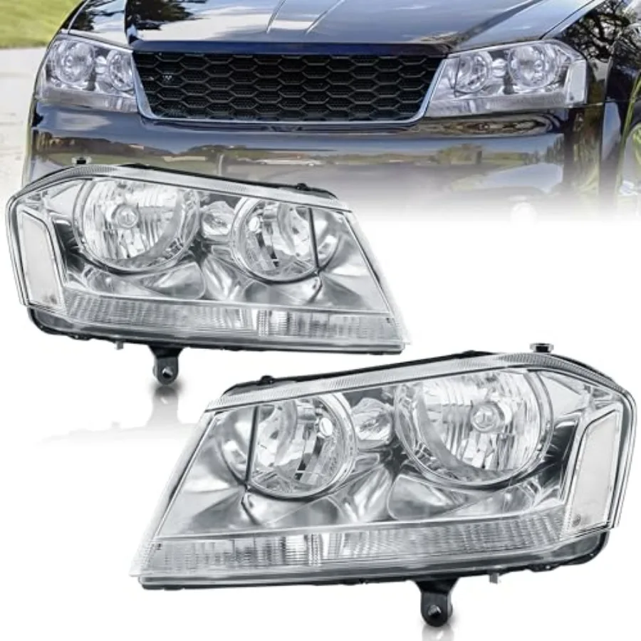 

Фары в сборе, совместимые с Dodge Avenger 2008-2014, хромированный корпус, прозрачный отражатель, передние фары для водителя и пассажира (левая и правая)