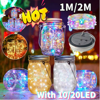 Solar Mason Jar Lights 30 LED  Fairy Firefly Jar Lid Lights 1M/2M Hanging Standing Solar Lamp For Patio Garden Wedding Adornment