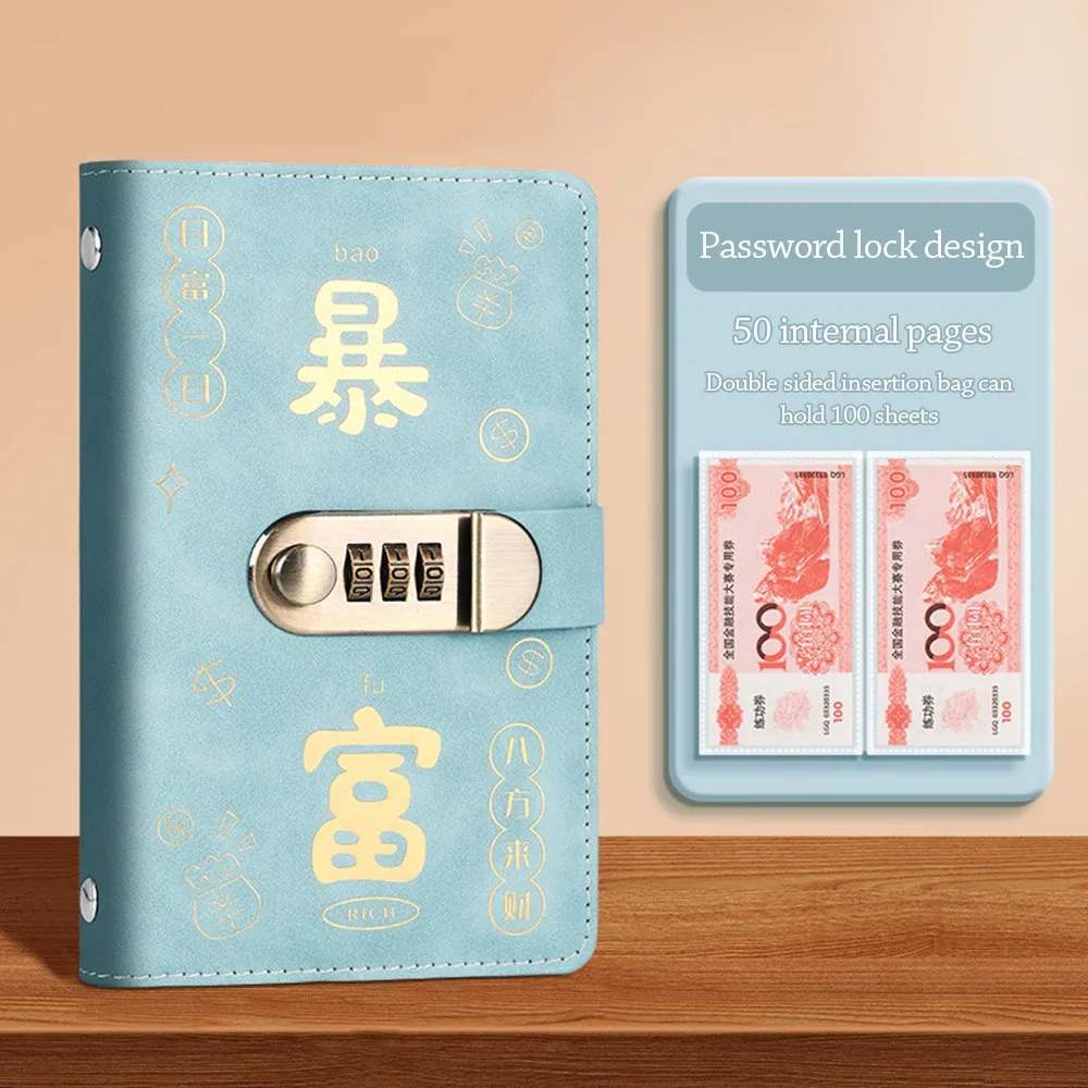 

Save Money 100 Envelopes Money Saving Challeng With Password Lock Get Rich Overnight Mini Binder Savings Challenge PU Waterproof