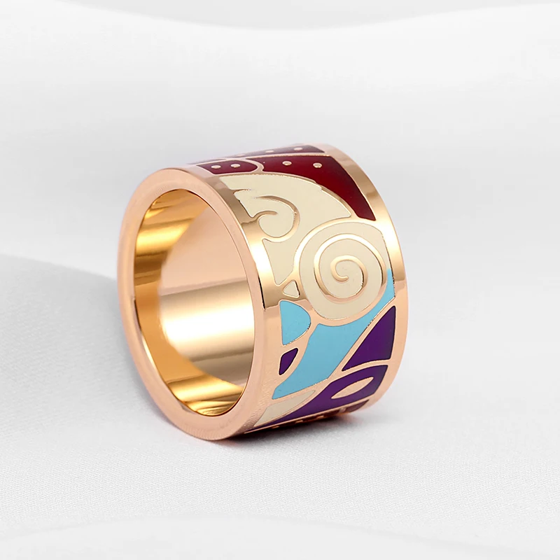 RX Recommend Hot Style Boho Classic Stainless Steel Wholesale Jewelry Enamel Ring For Women Party Popular Gift