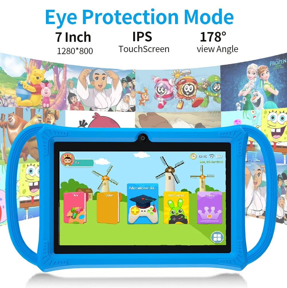 Kids Tablet 7.0 Inch Android 12 Quad Core 4GB RAM+64GB ROM 4500mAh Dual Camera WiFi Parental Control