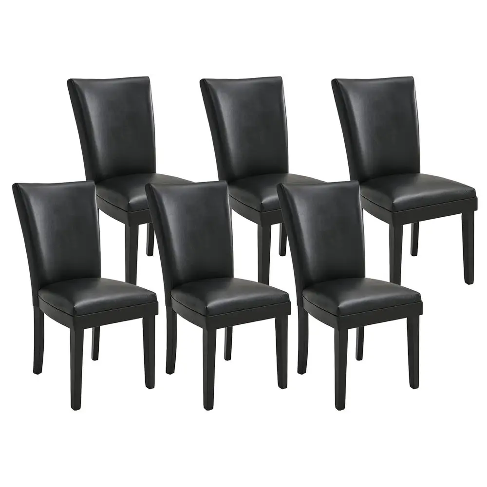 

of 6 Dining Chairs, Modern Upholstered Parsons Chairs with Wooden Legs and Leather Finish, Ideal for Kitchen, Dining Room amp C