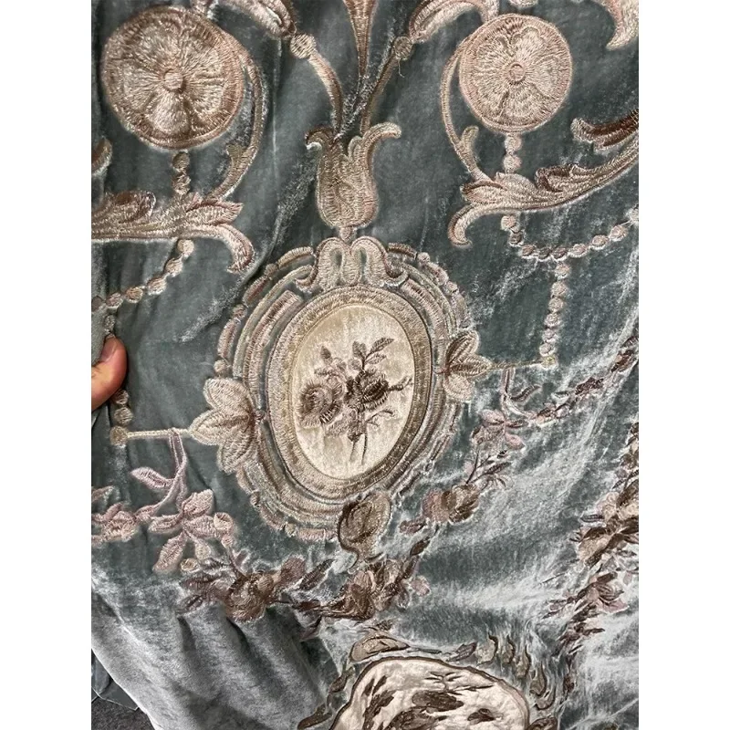 New American European French Romantic Curtains For Living Dining Room Bedroom Mulberry Velvet Embroidered Curtains Customise
