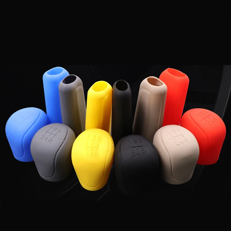 1Pc Car Auto Manual Silicone Shift Gear Head Knob Cover Handbrake Hand Brake Covers Sleeve Case Skin Protector Car Styling