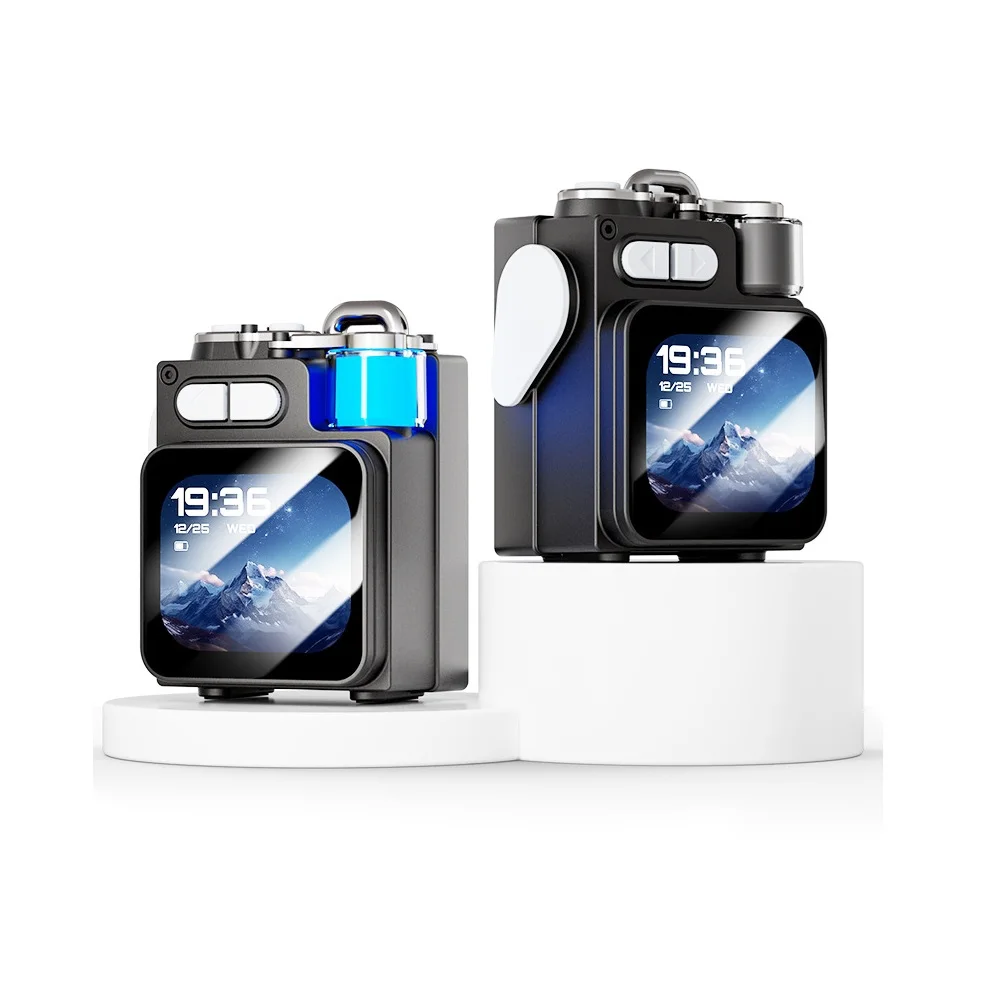 ATB  Wireless BT Metal Mechanical Speaker With LED Display Screen RGB Desktop Subwoofer Support Calendar Alarm Clock