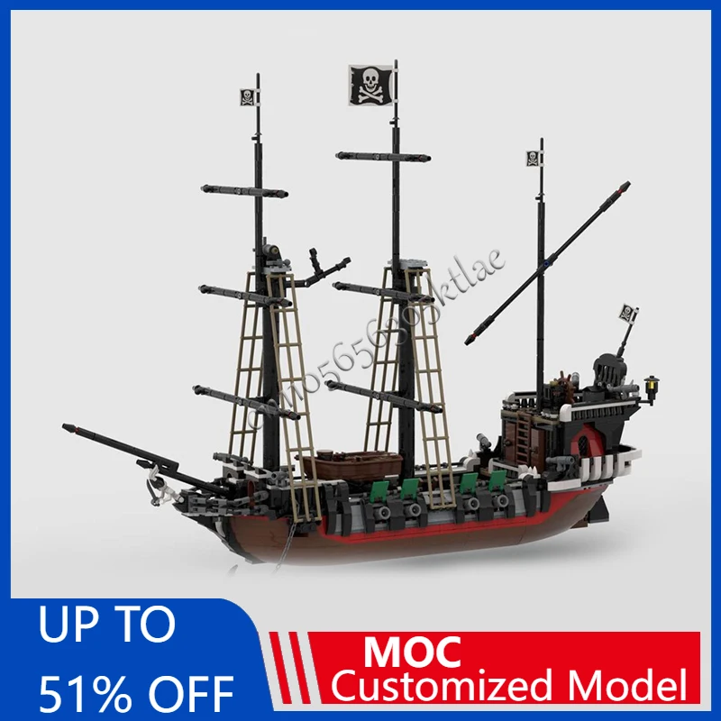 

1676 Pcs Customized MOC Pirate Series Skull Eye Schooner Model Technology DIY Assembly Puzzle Creative Kids Toys Holiday Gifts