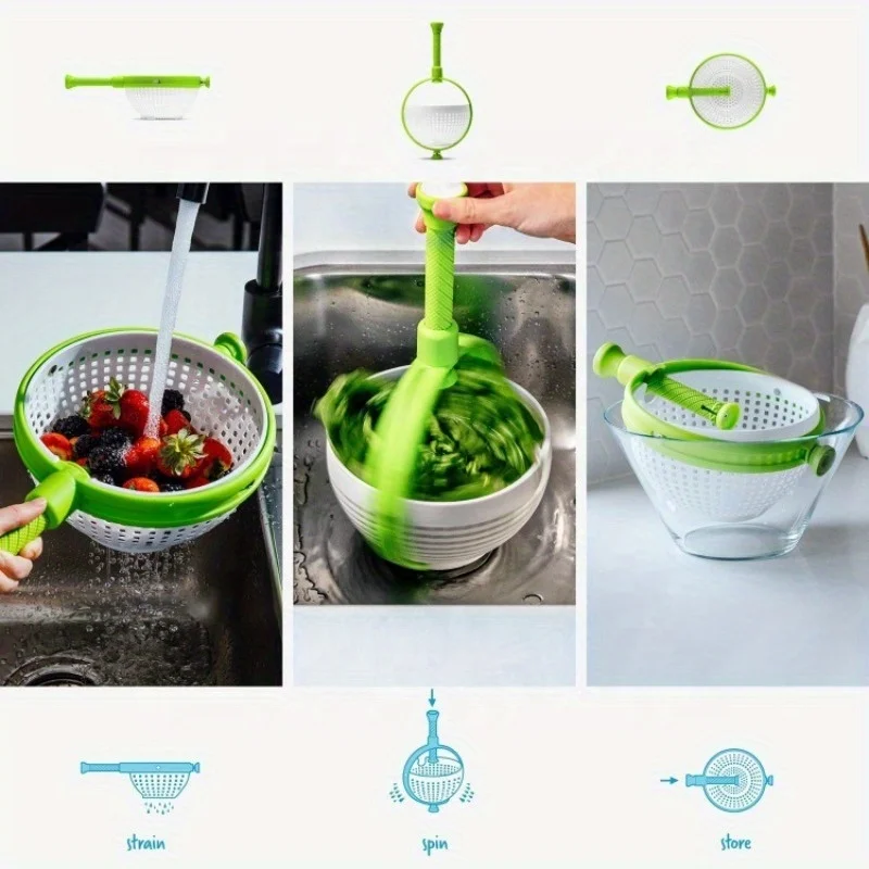 

New Salad Spinner Salad Rotary Dryer Kitchen Vegetable Washer Centrifugal Drain Basket