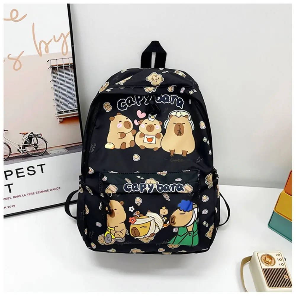 New Large Capacity Capybara Backpack Cartoon Ultra-light Student Schoolbag Breathable Nylon Book Bag