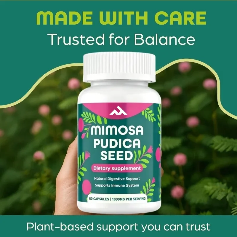 Mimosa Seed Capsules 1000mg - Natural Digestive Support 60 Capsules - Plant Supplement