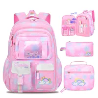 Mochila escolar para niñas de gran capacidad, bolso escolar para niños con bolsa de transporte para almuerzo, mochila de viaje, regalo para niños, 3 uds.