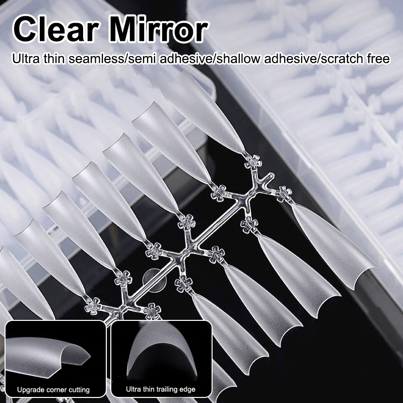 【F】300Pcs Clear False Nails Press On Nail Full Cover Gel Tips Nail Art Capsule Nail Extensions Nail Art Salon DIY Manicure