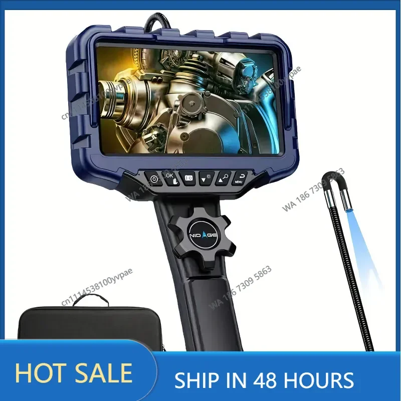 7-inch large screen 360 ° rotating industrial endoscope high definition car maintenance carbon