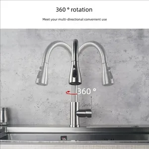 304 Stainless Steel Pulling Water Tap Kitchen Sink, Mounted Mixer Deck, Stream Head Sprayer, Hot and Cold Taps 8 Main Sales Gourmet Kitchen Tap - №3