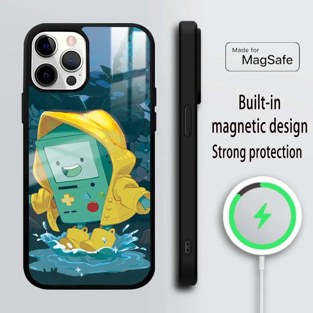 C-Cartoon adventure time Phone Case For iPhone 16 15 14 13 12 11 PRO MAX PLUS Mini Magnetic wireless mirror phone case