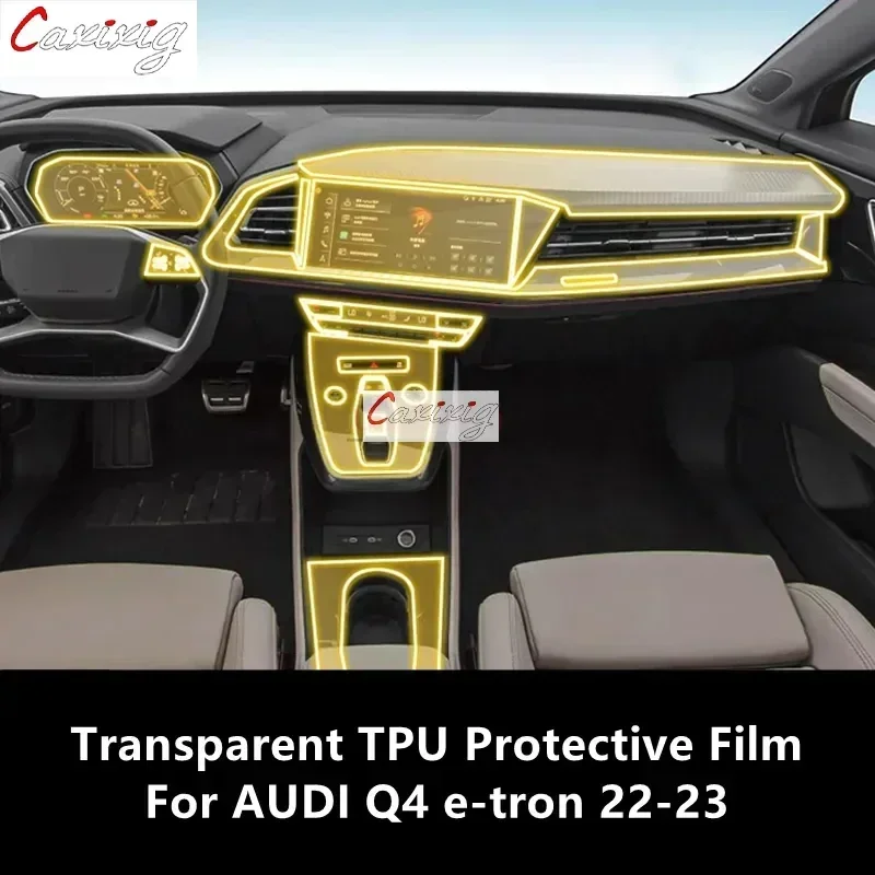 For AUDI Q4 e-tron 22-23 Car Interior Center Console Transparent TPU Protective Film Anti-scratch Repair Film Accessories Refit