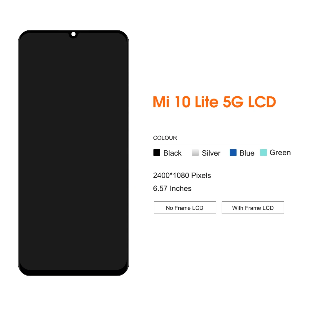 6.57 inch Mi 10 Lite Display For Xiaomi Mi10 Lite Lcd Display Touch Screen Digitizer Assembly For Mi 10Lite Lcd M2002J9G 5G