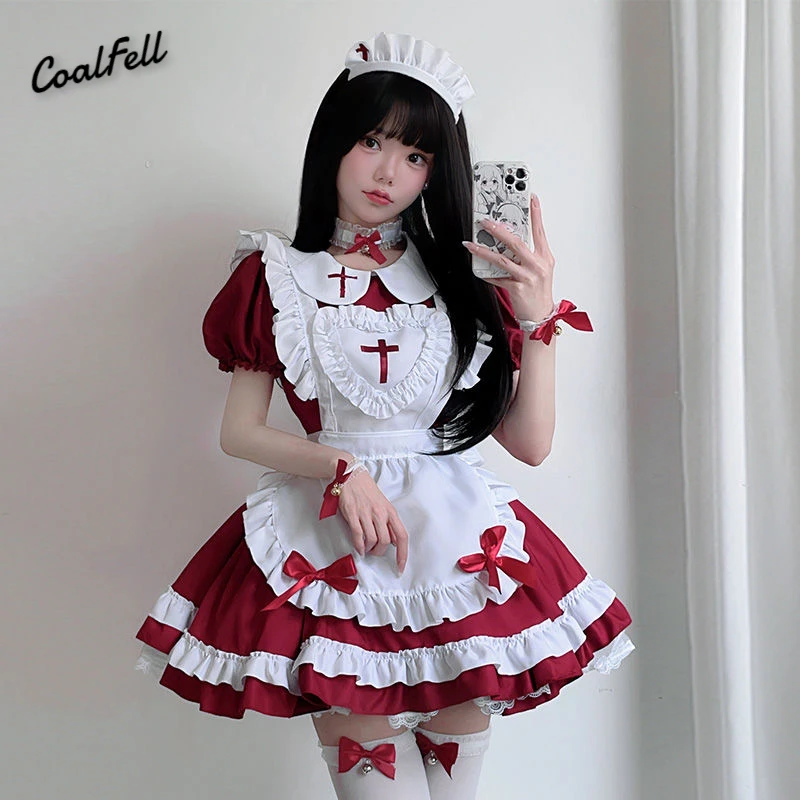 

Coalfell Gothic Cross Laurie Maid Dresses anime Cosplay Full Dress Soft Sister Princess Dress Halloween