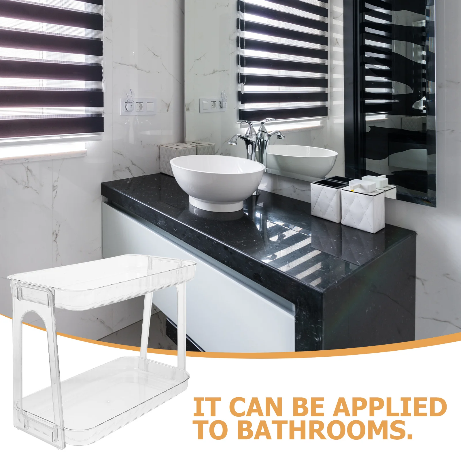 

2 Tier Desktop Storage Shelf Pet Material For Cosmetics Toiletries Bathroom Countertop Organizer Home Stand