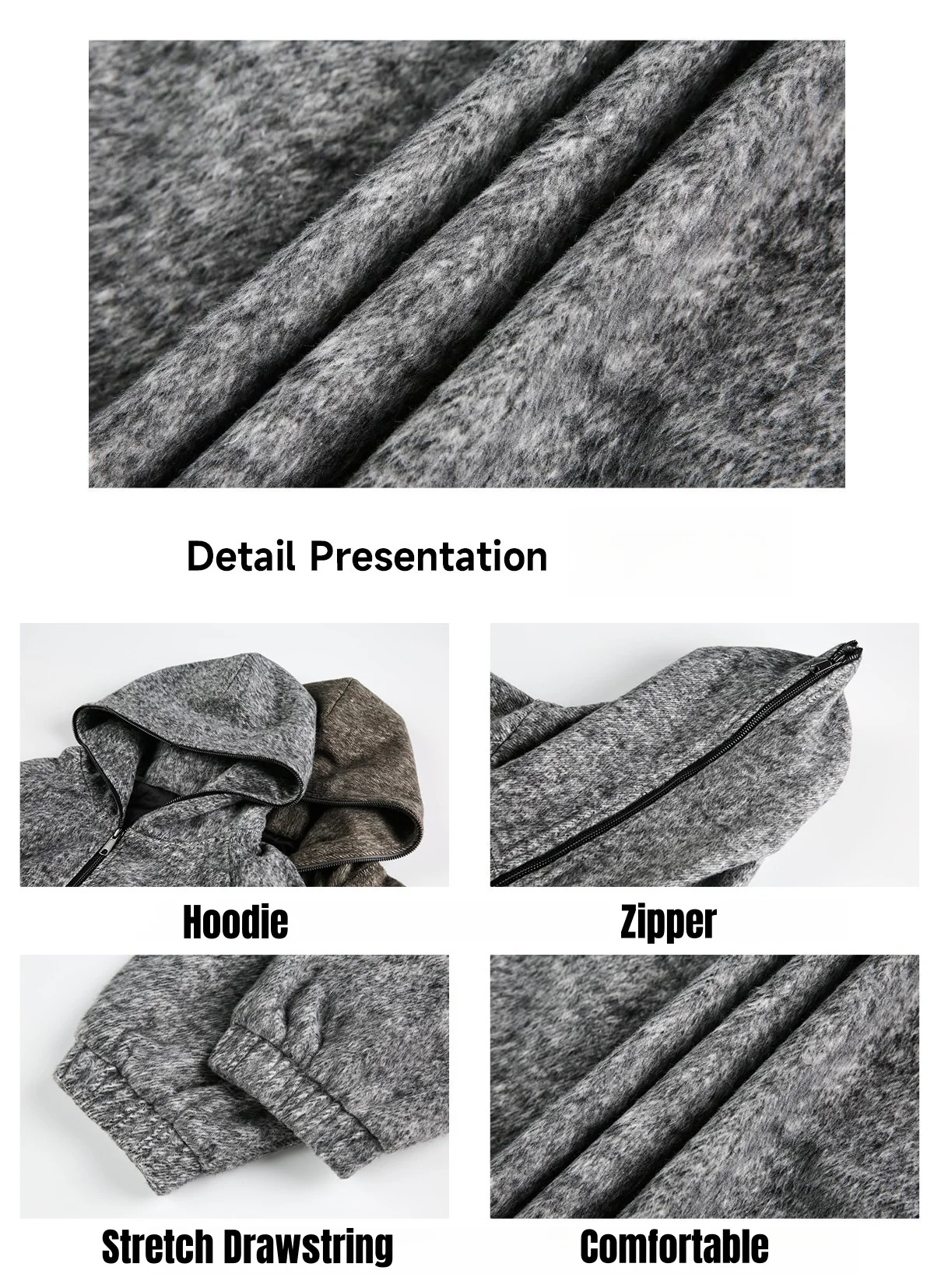 Texture Mohair Cardigan Hooded Jacket Men's Autumn Winter Contour Loose American Jacket Lazy Senior Sweater