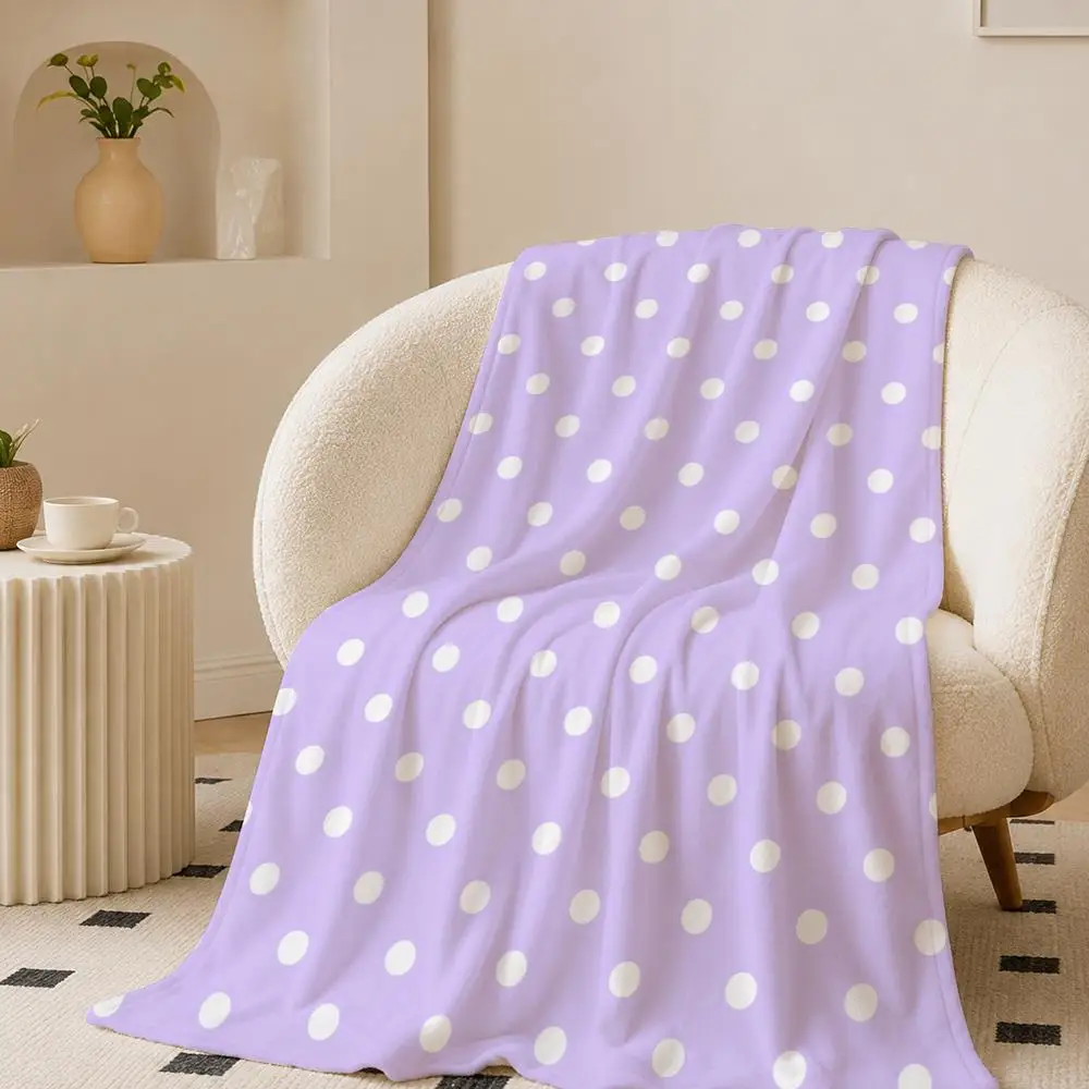 Contrast Dot Set Throw Lightweight 240g Flannel Blanket Soft Skin-friendly for Summer Cooling