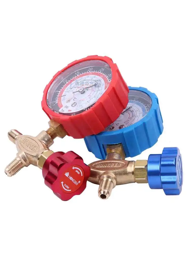 HONGSEN HS-466 Household Air Condition Fluorine Cool Gas Meter Valve Pressures Manifold Gauges Set for R410a R22 R134 R600a