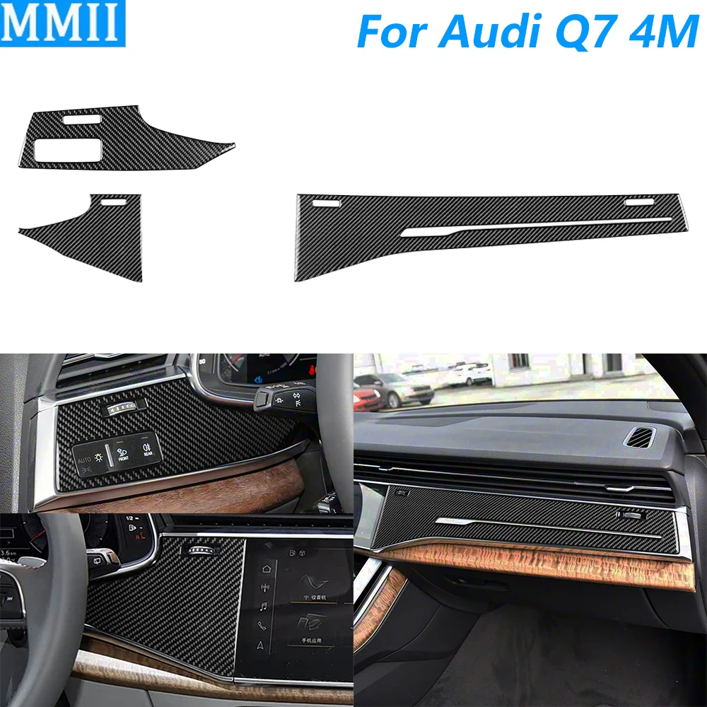 

For Audi Q7 SQ7 Q8 SQ8 4M 2020-2025 Carbon Fiber Instrument Headlight Switch Screen Panel Cover Trim Set Car Accessories Sticker