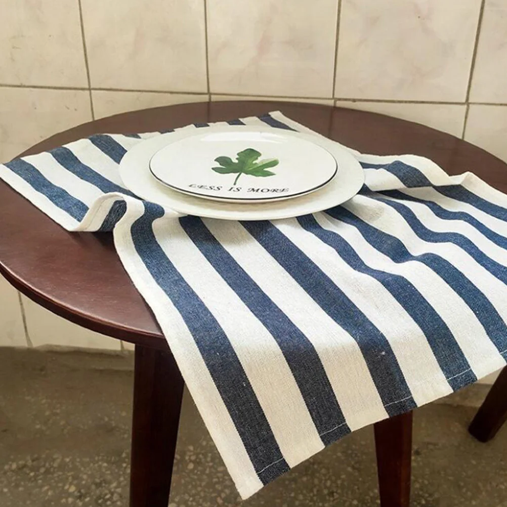 

3Pcs Cotton Grid Stripe Dish Towel Set One Side One Side Plain Multi Use for Kitchen Tea House Restaurant Hotel Placemats