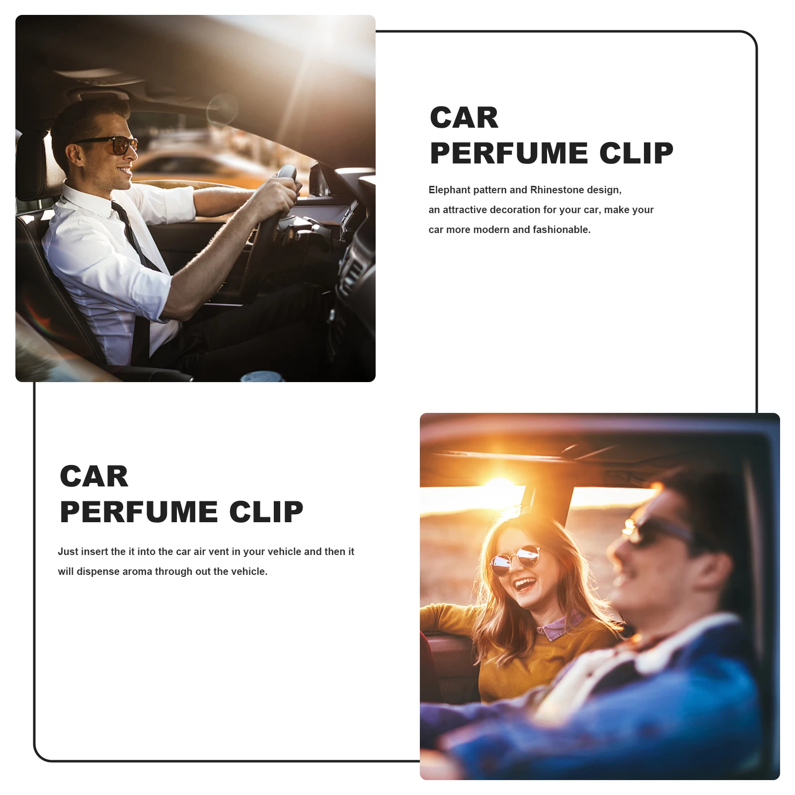 

2pcs Car Fragrance Clip Golden Grey Elephant Pattern Air Vent Aromatherapy Diffuser No Car Interior Decoration Essential