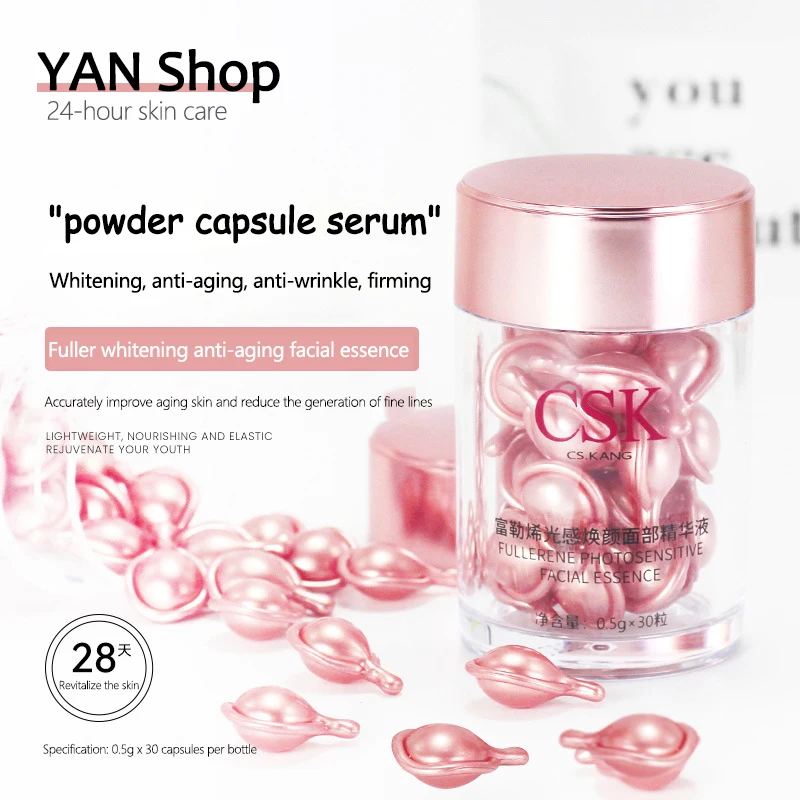 30/90Capsules Fullerene Anti-Aging Powder Capsule Face Serum Firming Fade Fine Lines Vitamin C Whitening Dark Spot Remover Skin