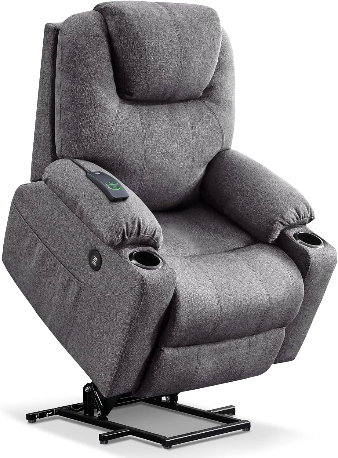 Power Lift Recliner Chair Sofa with Massage and Heat for Elderly, 3 Positions, Cup Holders, and USB Ports, 2 Side