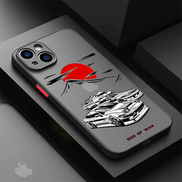 Japanische JDM Drift Car Red Sun Hülle für iPhone XR 8 Plus XS X 7 6S SE 14 Pro Max 12 Mini 11 Pro 15 13 6 XS Max 12 Pro Cover TPU