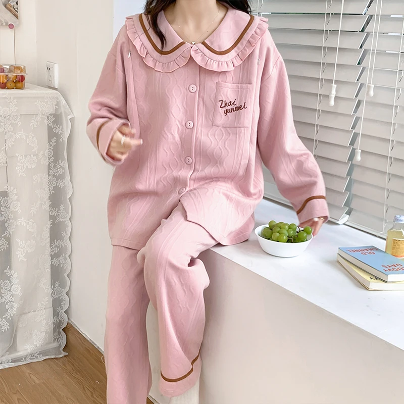 Autumn Winter Thick Cotton padded Maternity Nursing Sleepwear Sets Sweet Pajamas Suits Clothes Pregnancy Sleep Home Lounge Wear