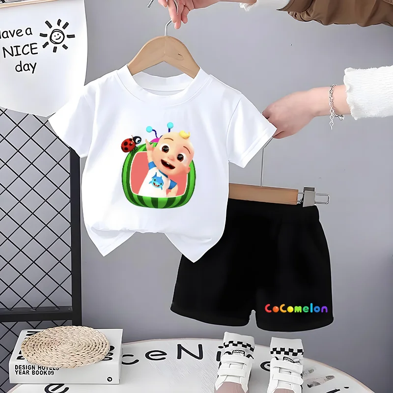

Cocomelons Kids T-shirt Shorts Suit Summer Short Sleeve Tops Pants 2pcs Children Clothing Sportswear Cartoon Printed Tracksuit