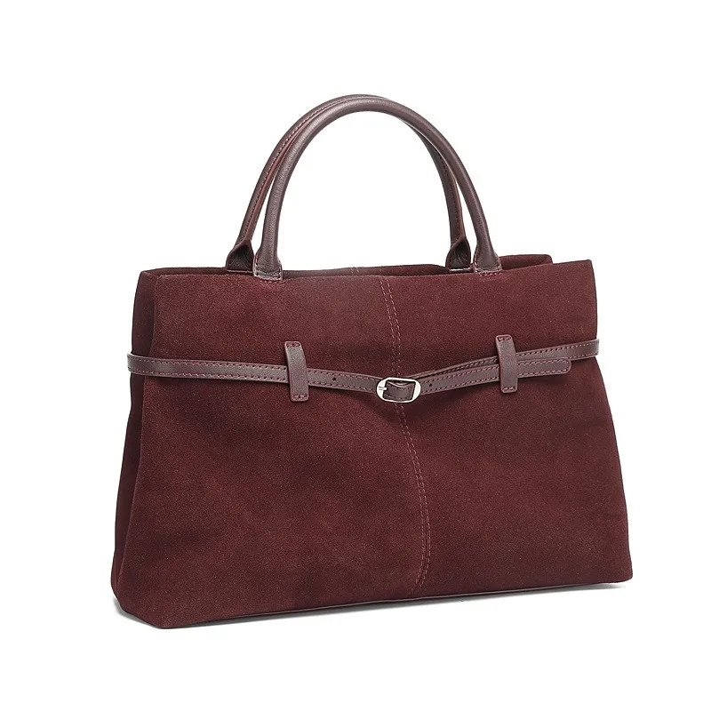 Oversized Nubuck & Pebbled Leather Briefcase Spacious Women Slouchy Commute Handbag Handheld Shoulder Crossbody Light Luxury Bag