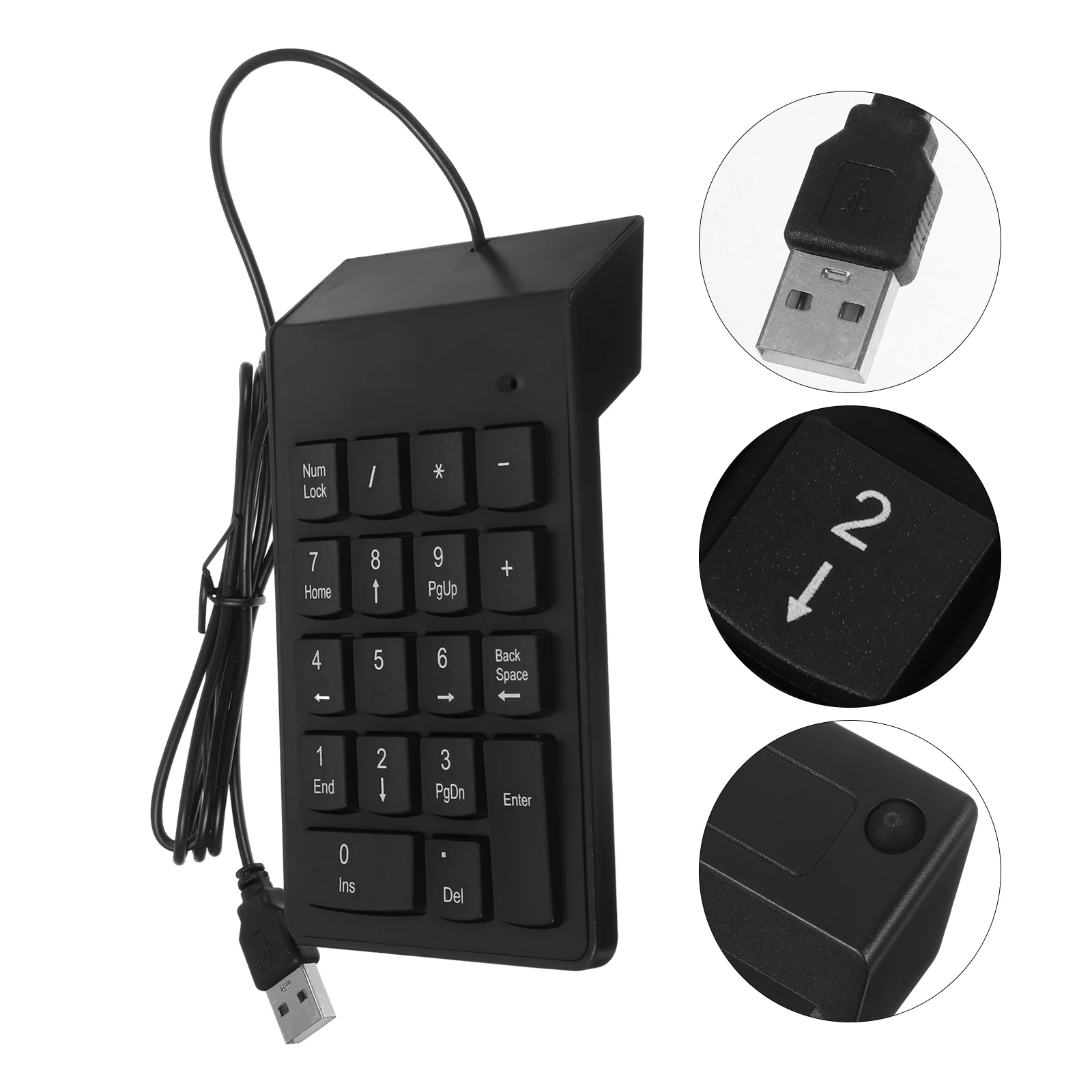 

19-клавишная USB-проводная цифровая клавиатура для портативных ПК, портативная мини-клавиатура с цифровой панелью, прочный, эффективный вход, финансовый банк, большой