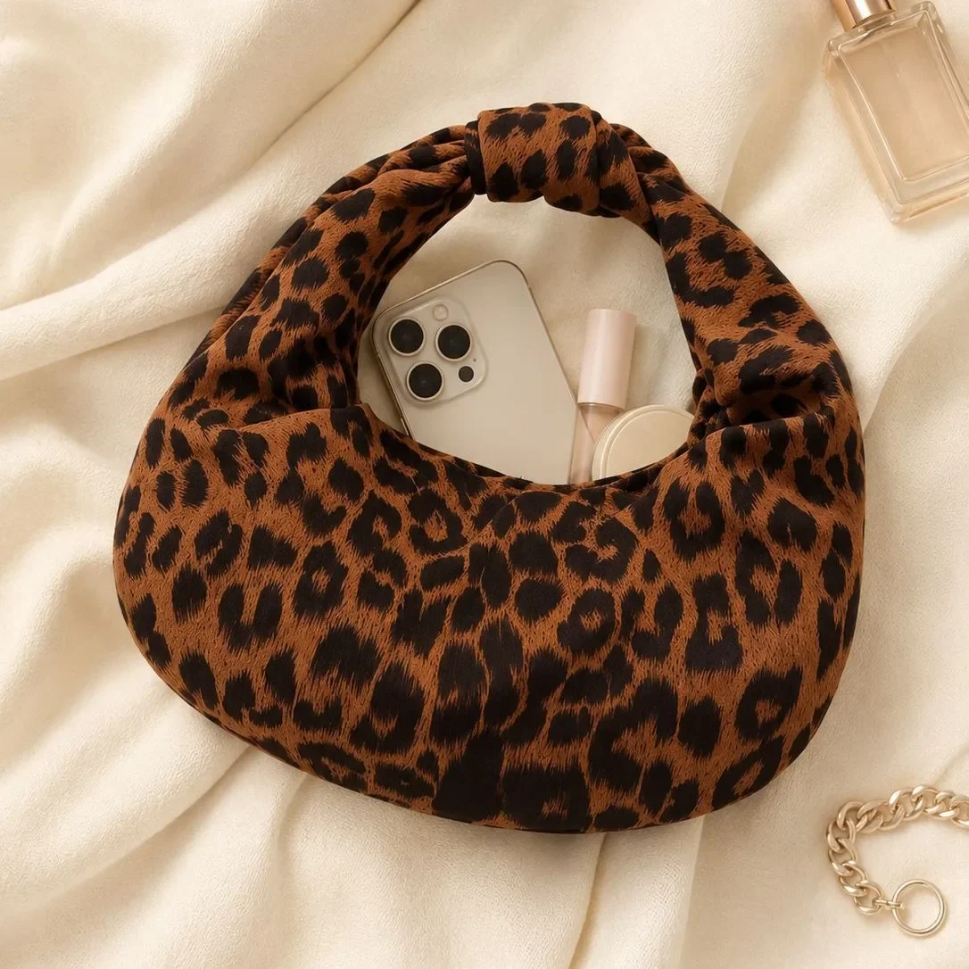 Leopard Print Tote Storage Bag Women 2026 Brown Large Capacity Shoulder Handbag PU Leather Casual Fashion Organizer Purse