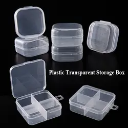 Square Plastic Transparent Tool Storage Box Jewelry Beads Container Power Tools Accessories Box Small Items Sundries Organizer