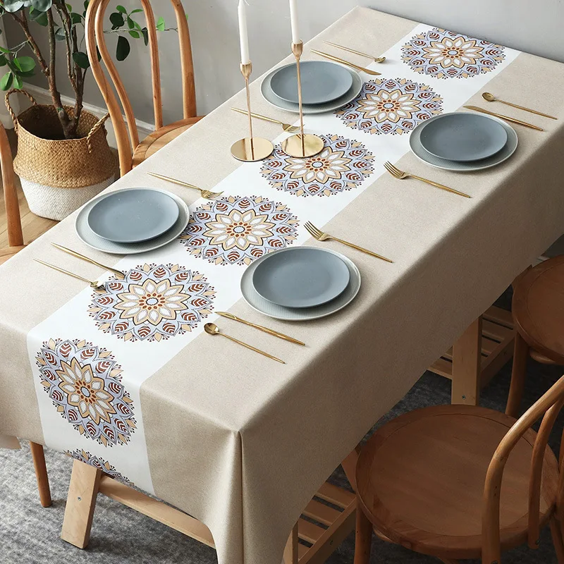 

Mandala Series Waterproof Tablecloth Anti-scalding Thickened Rectangular Home Party Dining Room Furnishings PVC Table Cloth