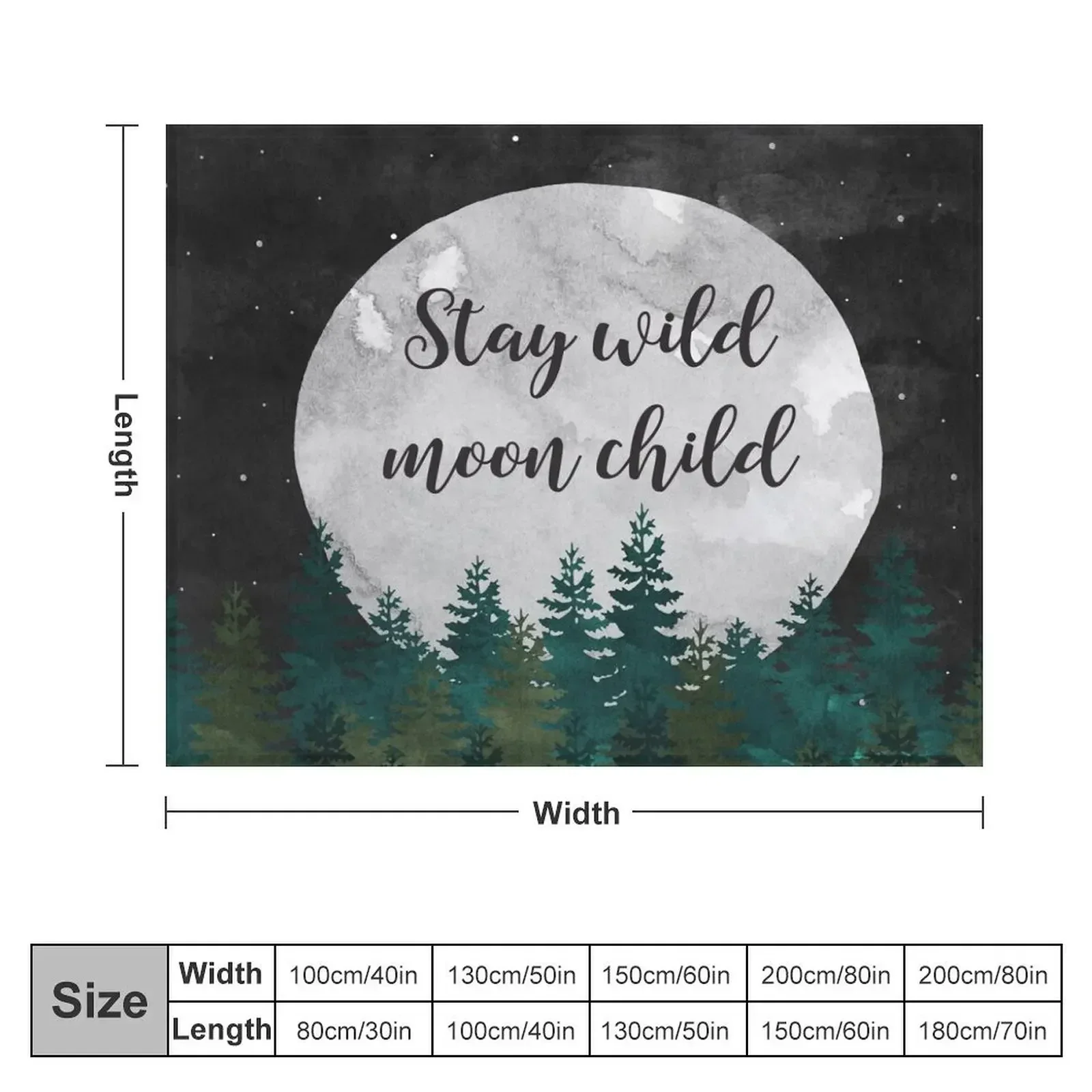 Stay Wild Moon Child Throw Blanket Large Shaggy Blankets