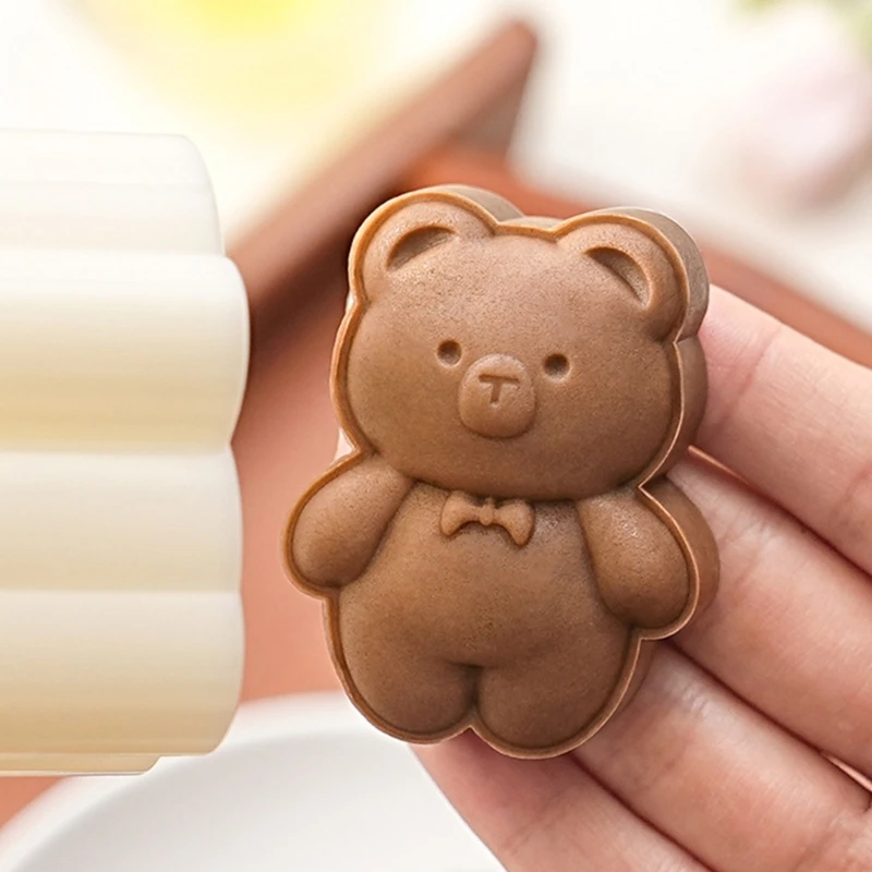 Moldes para repostería cocina, herramienta prensa para postres con forma oso, juego moldes para pasteles y postres,