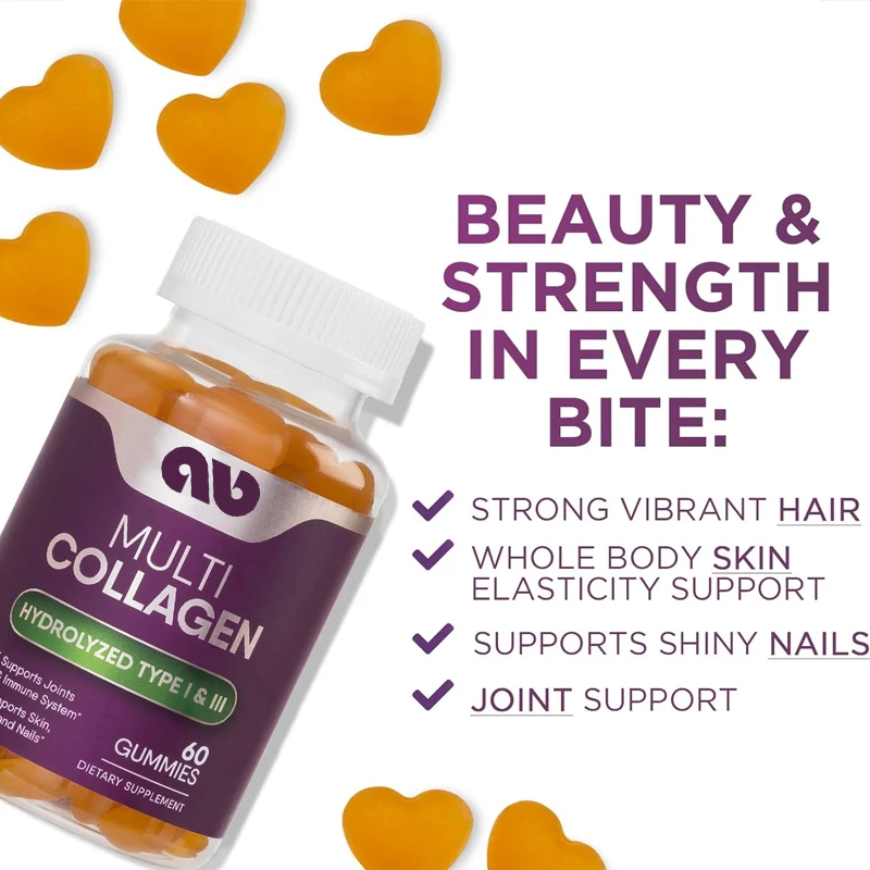 

Collagen gummies containing biotin - supports hair, skin, nails, and joints - gluten free and non GMO -60 capsules