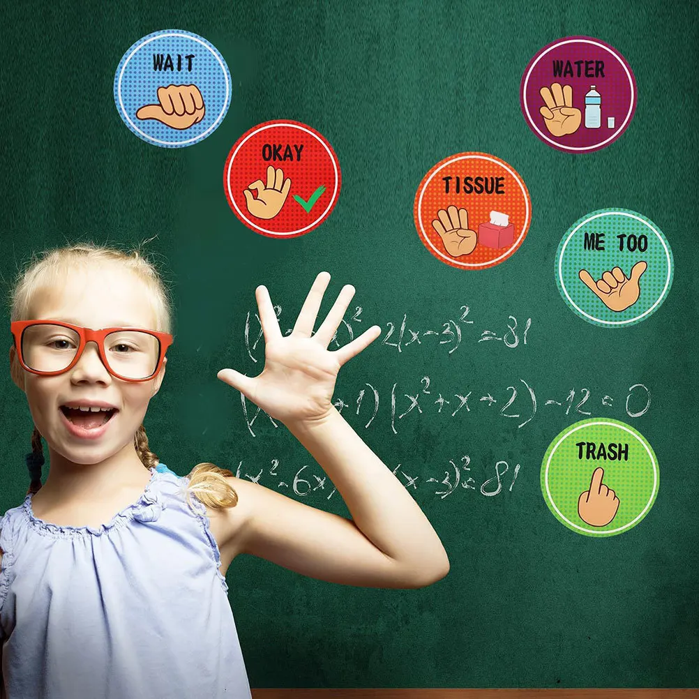1Set Classroom Hand Signals Posters Bright Nonverbal Communication Visual Cues for Students Functional Bulletin Board Decor in