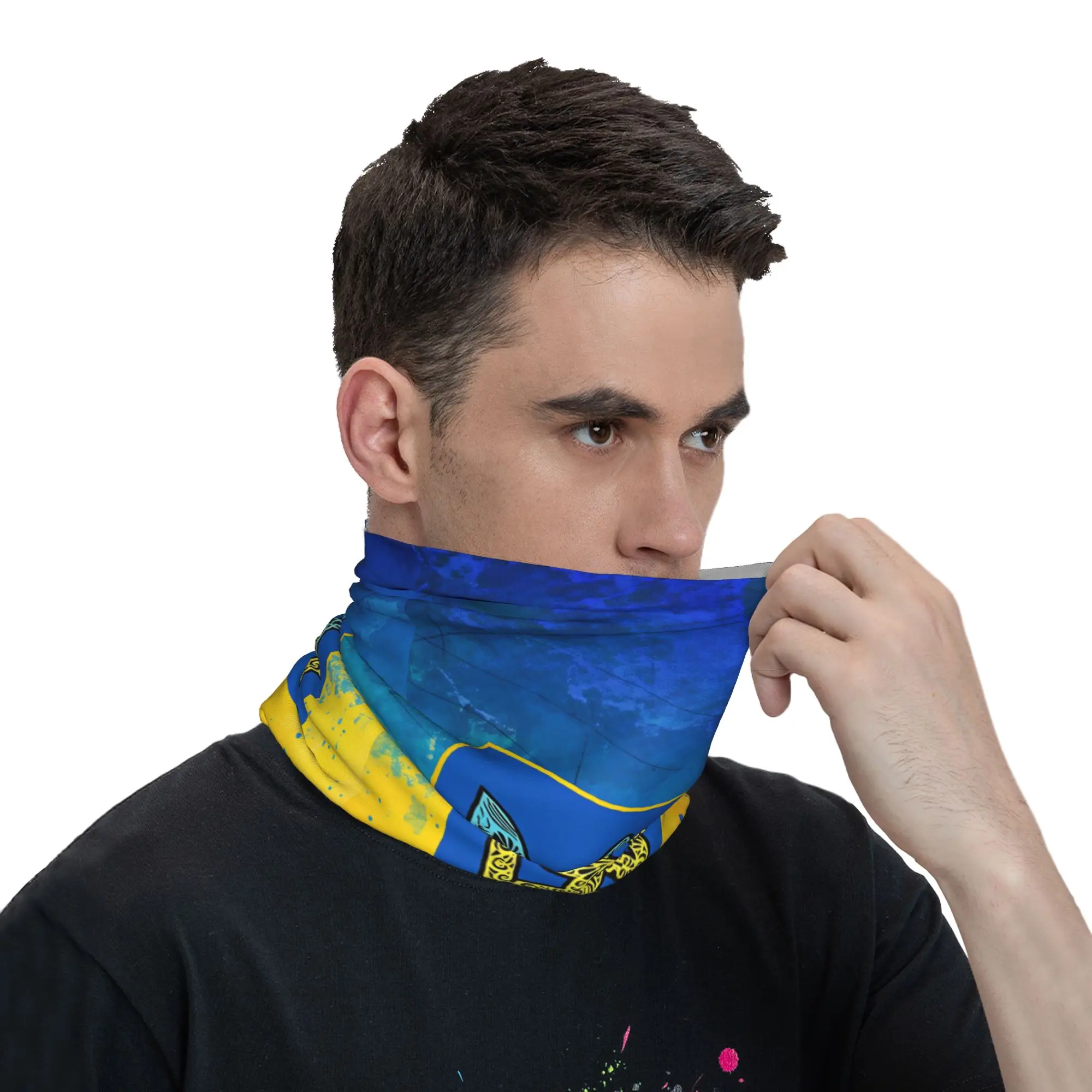 Ukrainian Tricolor Emblem Balaclava Outdoor Sports Bicycle Mask UV Protection Neck Cover Face Masks Autumn y2k Funny Neck Gaiter view 3